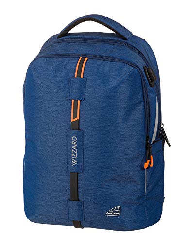 Preisvergleich Produktbild Rucksack Wizzard Elite, Navy Melange, mit 2 Fächern, Laptopfach, Seitentaschen, atmungsaktive Polster, Hüftgurt und Brustgurt, ca. 46 x 32 x 23 cm, 34 Liter