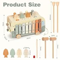 Vanplay Montessori Spielzeug ab 1 Jahr, 7 in 1 Hammerspiel Angelspiel Magnet Holzspielzeug Motorikspielzeug, Xylophon Kinder 1 Jahr, Geschenk Kinderspielzeug ab 1 2 3 Jahre Mädchen Junge – Ansicht 6
