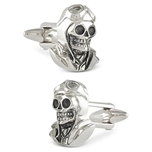 Pilot Skull Manchetknopen Sterling Zilver