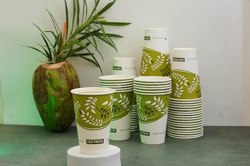 Image of PARICOTT 330ml - 200 Cups | Eco Printed Paper Cups | Disposable Use & Throw Glasses for Tea, Coffee, Juice, Water, Wine, Cocktail, Party, Events - Eco-Friendly, No Lid, Paper Cups