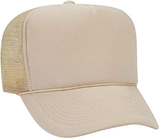 OTTO Polyester Foam Front 5 Panel High Crown Mesh Back Trucker Hat - Tan