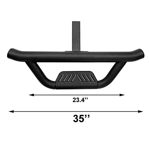 Textured Black Universal Hitch Step Bar Custom Fit Vehicles With 2" Hitch Receiver Trailer Truck Towing Rear Bumper Guard (Incl Pin Lock And Stabilize) #TOP4