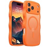 DUEDUE Cover Ondulata per iPhone 17 Pro Max[Compatibile con MagSafe], Magnetica,Custodia Traslucida Opaca per iPhone 17 Pro Max Case con Bordo Anti-Scivolo Ultra-Sottile TPU Silicone, arancione