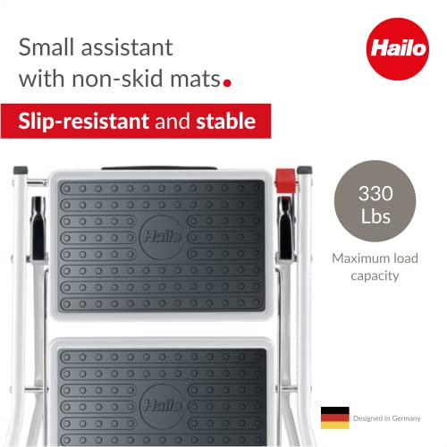 Marche pied pliable antidérapant en acier Hailo Mini 2 marches escabeau