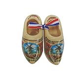 Decorative Wooden Shoe Clogs Dutch Landscape Design Natural Tulips (3.25