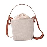 Diese Leinenhandtaschen für Frauen in Eimerform und strippendem Design lassen Sie einzigartig und modisch aussehen.