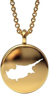 24 mm runde Form, 1,5 mm dick, 14 Karat vergoldetes Sterlingsilber, Zypern-Kartenanhänger, Erd-Charm, zierlicher Reiseschmuck | Medaillon mit Abenteuergravur | LKB_MAP_472