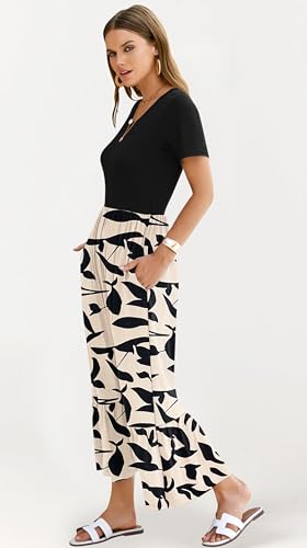 Image of AUSELILY Womens Summer Dresses 2025 Short Sleeve Maxi Dress Crewneck Casual Sundresses with Pockets