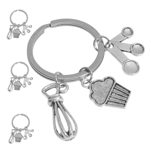 LIFKOME 4pcs Creative Culinary Keychain Lightweight Alloy Baker Keyrings with Dessert and Baking Tools Design for Women Bag Decoration and Culinary School Staff Gift