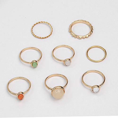 Futimely 8Pcs Boho Opal Stone Joint Knuckle Rings Set Stackable Midi Finger Rings Gem Stone Stacking Rings Set For Women Teen Girls thumb #4