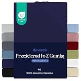 Prześcieradło Dreamzie 160x200 cm, 100% bawełna Premium Jersey, wysokość materaca do 27 cm, hipoalergiczne, Oeko-Tex, ciemnoniebieskie