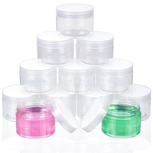 Belle Vous Leere Kosmetik Behälter Transparent (12Stk) – Kosmetik Tiegel Döschen 120ml – Kunststoffdose mit Deckel Rund für Makeup, Creme Dosen, Nageldesign, Puderdose Leer – Auslaufsicher & Luftdicht