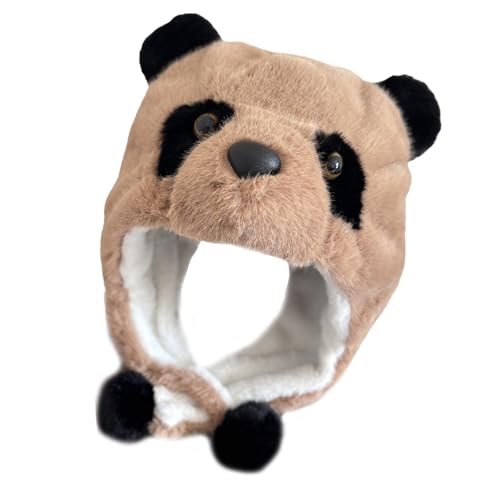 Balaclava, Lovely Plush Panda Hat with Earflap Female Kids Activity Ski Hats Pullover Ear Protective Trapper Hats