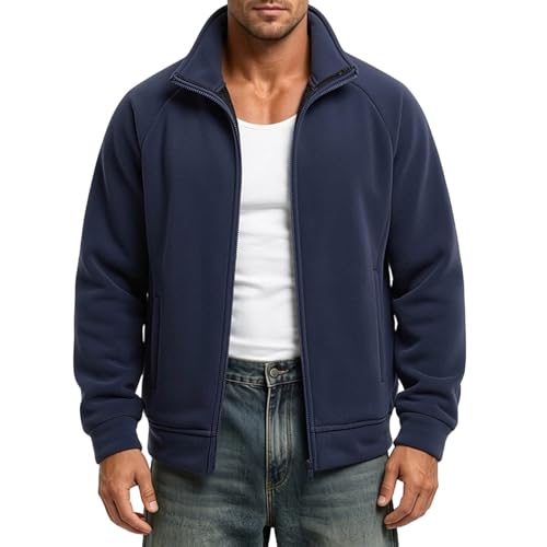 Chaqueta cortavientos de forro polar casual para hombre con cuello alto cómodo