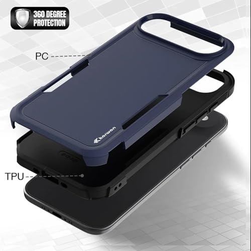 Image of KARWAN Rugged Matte Back Case Cover Compatible with iPhone 17Air Military Grade Drop Protection, Heavy Duty Shockproof Hybrid TPU + PC, Anti Slip Grip, Dual Layer Camera Protection, Blue
