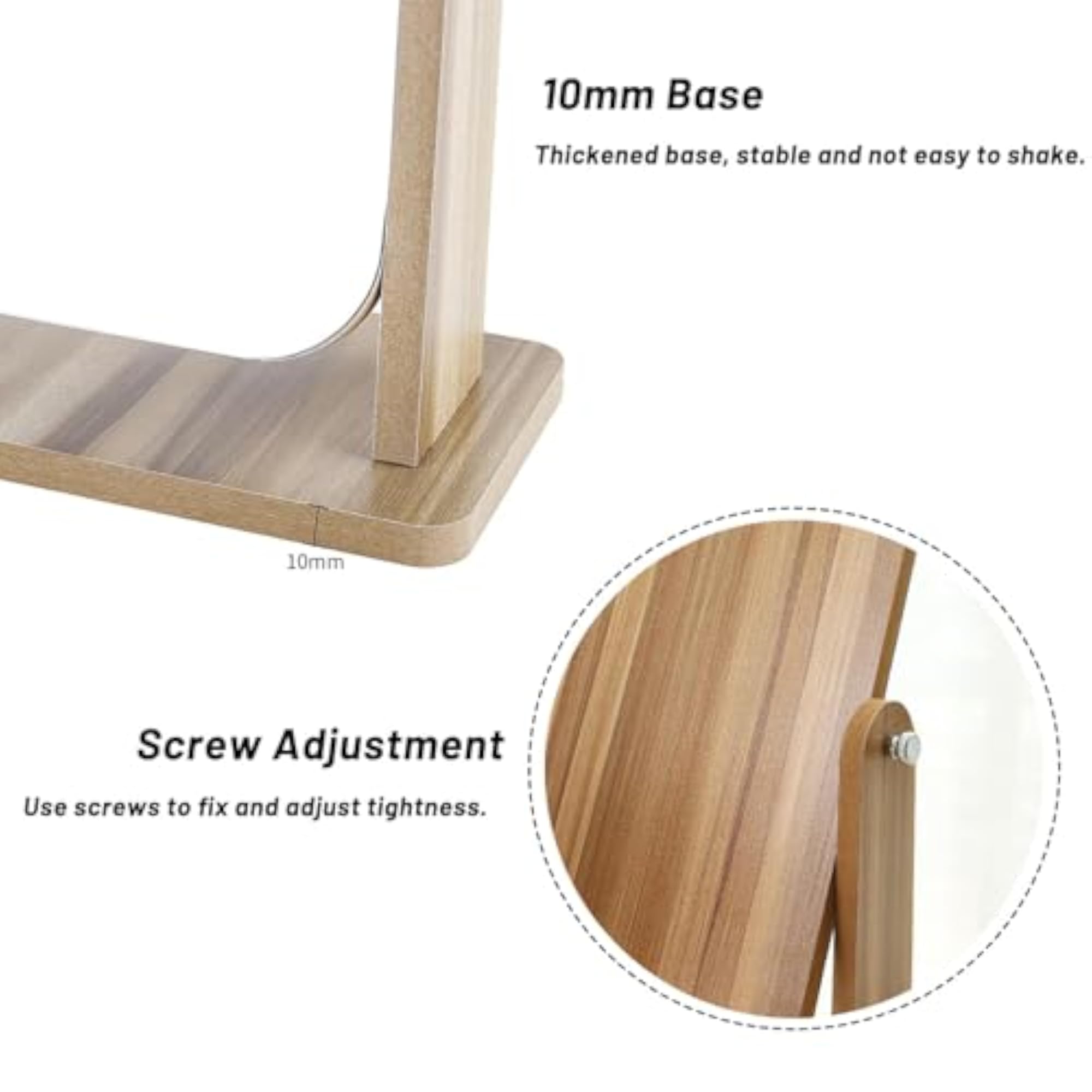 Wood Desk Mirror with 360° Swivel