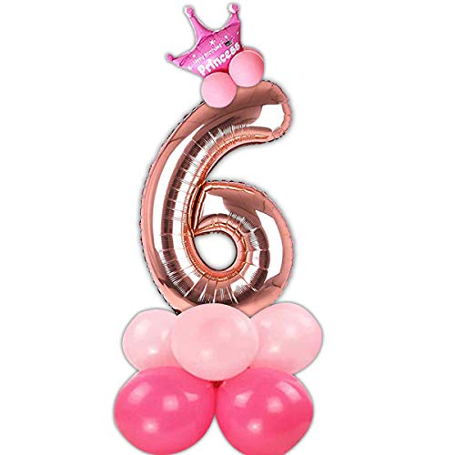 Image of Rosegold 32 Inches Numbers 6 Shape Large Big Foil Helium Balloons For Party Decorations In Happy Birthday Anniversary Office Items Materials Set Pack,1 Piece
