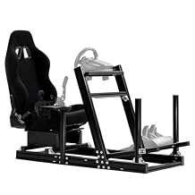 Supllueer Racing Simulator Cockpit Professional with Black Seat Fit for Logitech G29 G920, for Thrustmaster T300,for Fanatec Aluminum Steering Wheel Stand NO Monitor Stand Steering Wheel Pedal Shifter