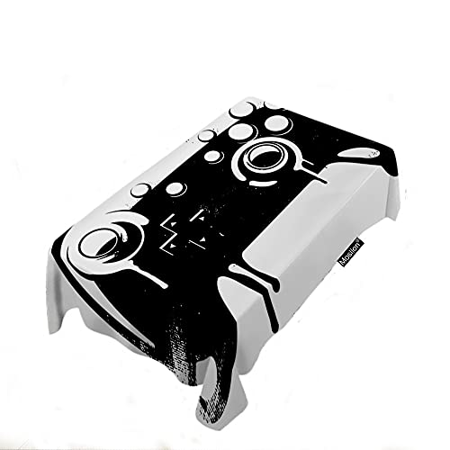 Moslion Vintage Game Controller Tablecloth Black and White Video Game Gamepad Console Gaming Joystick Table Cloth for Family Dinner Special Occasions Barbeques Picnic Everyday Use 60x104 Inch