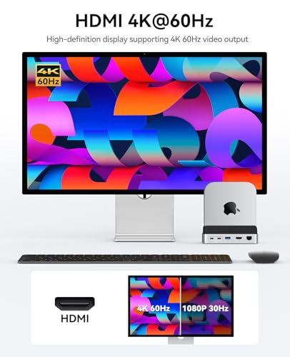 Image of ORICO Mac mini M4 Dock and Stand Compatible M.2 SSD Up to 8TB, MiniDock 10Gbps 10-in-1 Hub, 4K HDMI, Gigabit Ethernet, SD /TF Card Readers,Type-C(PD3.0)-VS10