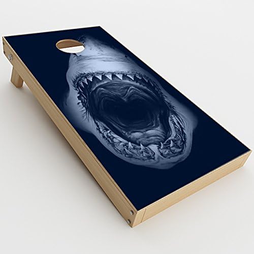 Skin Decals Vinyl Wrap for Cornhole Game Board Bag Toss (2xpcs.) / Shark Attack