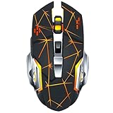 Rechargeable Wireless Bluetooth Gaming Mouse 7 Colors Rainbow RGB Breathing Backlit Adjustable 2400 DPI Ergonomic Grip Cordless Silent Click Computer Mice for PC Mac & Laptop (Star Black)