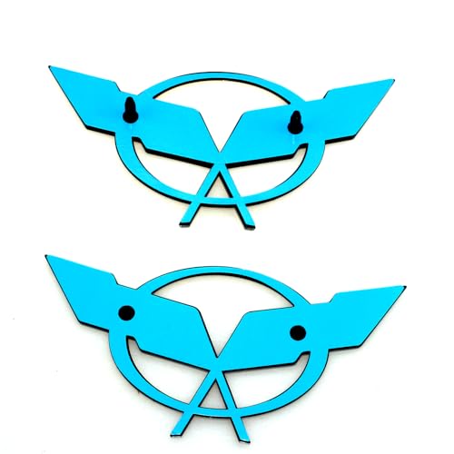 Image of Front Nose & Rear Deck Lid Crossed Flags Emblems Car Badge Nameplate 3D Logo Compatiable with 1997-2004 Corvette C5 19207384 19207385 2Pcs (Pair) (Blue Black)