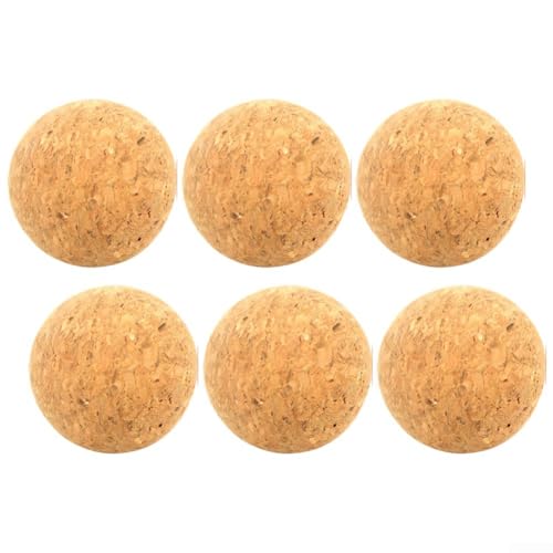 Lot de 6 balles de baby-foot en liège naturel de rechange pour tiges de 36 mm, 40 mm, 45 mm, 50 mm, accessoires de jeu silencieux (balle en liège de 45 mm)