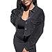 Produktbild BAIXIAOCHI Herbst Und Winter Damen Langarm Revers Lose Multicolor Raw Denim Jacke