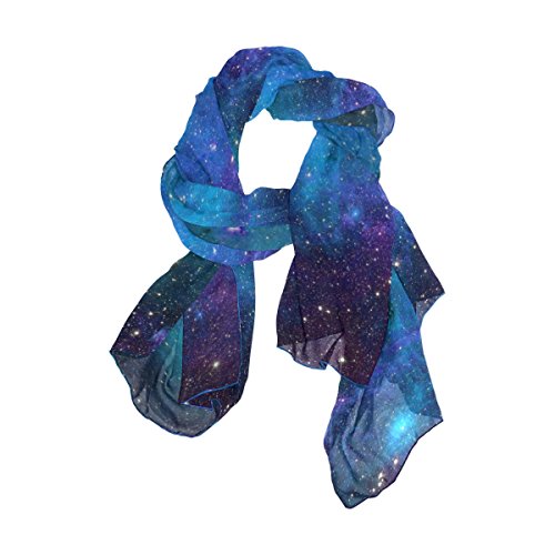WellLee Fantastic Galaxy Sheer Scarves Shawl Wrap Women Oblong Chiffon Scarf