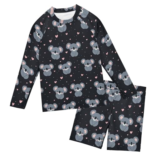 Cute Koala Boys Rash Guard Swimsuits Set for Boys Long Sleeve Swim Shirts Bathing Suits with Trunks B0404154
