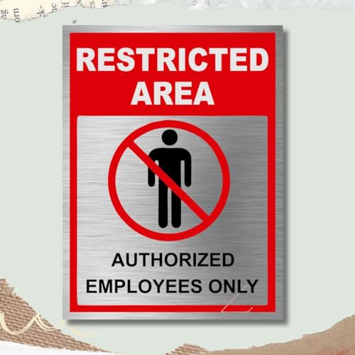 Image of Restricted Area Sign Board Plate for Office, Mall, Restaurant, Hotel, Hospital, School, Factory Wall Mount, Durable & Rustproof (Stainless Steel 12x4 Inches)