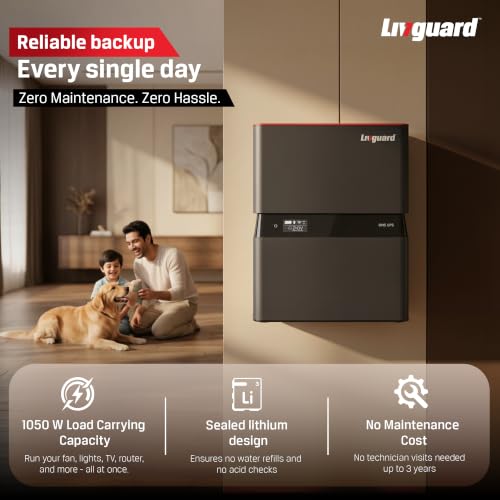 Image of Livguard Lithium-X - 1250VA Pure Sine Wave Inverter with 100Ah Li-ion Battery| Wall-Mount |LCD Display | 5 Years Warranty