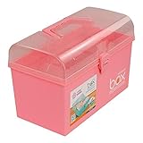 Sandmovie 2 Layers Plastic Storage Bin, Family First Aid Box, Pink, 1 Packs