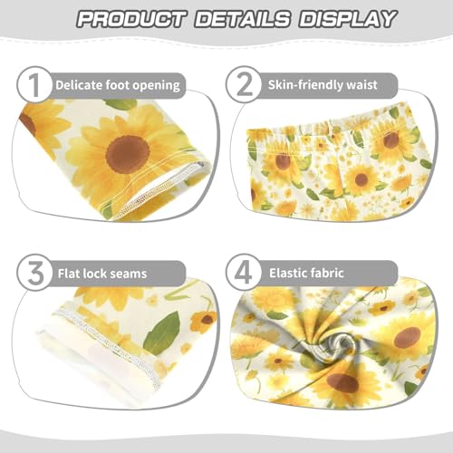 KLL Sunflower Corner Boho Watercolor Background Toddler Girls Active Leggings Casual Full Length Sweatpants Sports3