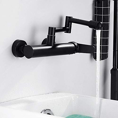 Robinet mural extensible et pliable en laiton mitigeur noir encastré pour balcon - 4