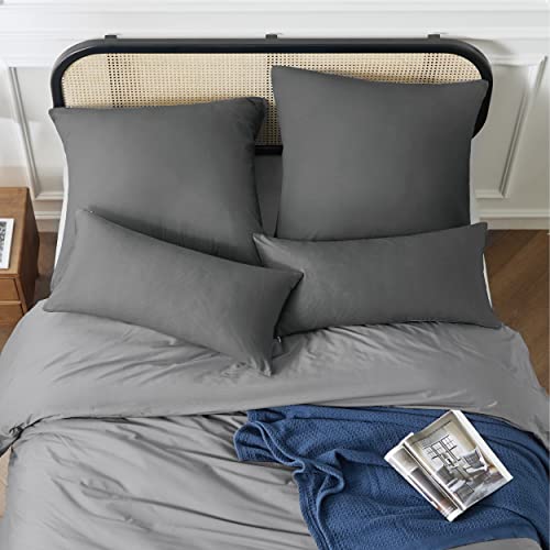 BEDSURE Kissenbezug 80x80 2er Set - 100% Baumwolle Kissenhülle Anthrazit – Ansicht 9