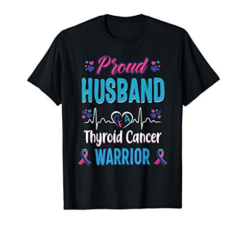 proud Husband Thyroid cancer warrior awareness ribbon gift Camiseta