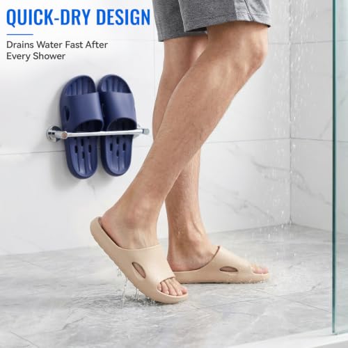 Image of Aoowoll Mens Shower Shoes With Holes Dry Quickly Bath Slippers Womens Non Slip Indoor Home Bedroom Pool Spa Guest College Dorm