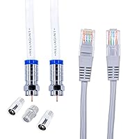 RL RG6 TV-Kabel, wasserdicht, Kupfer, F-Stecker mit F81 / RF Able für Verlängerung, bis zu 3 Ghz High Speed HD Video für STB, Dish TV, Satellit, Antenne, Koaxialkabel, Ethernet-Netzwerk, Weiß, 1 m