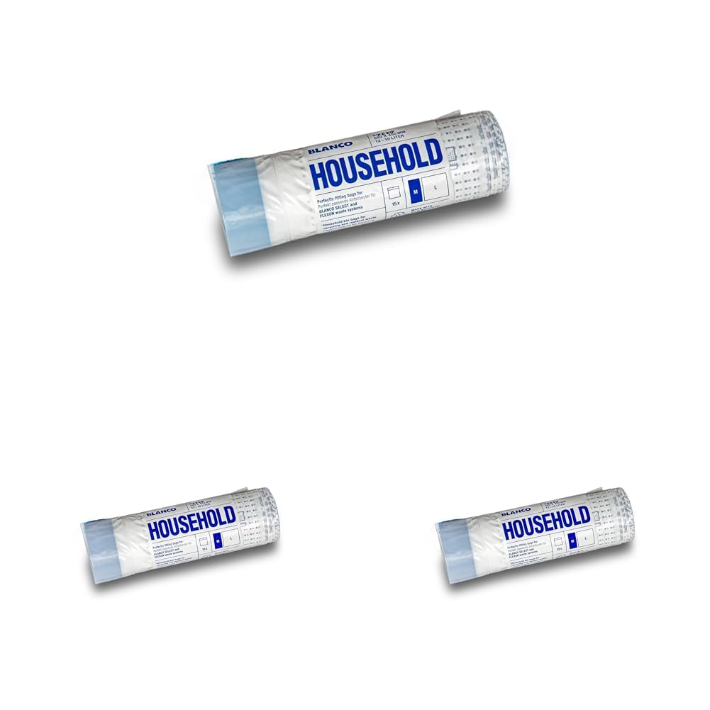 BLANCO Haushaltsmüllbeutel M (15-19 Liter) | mit Zugband | reißfest und wasserdicht | Abfallbeutel/Mülleimerbeutel| leichte Entsorgung | 50% recycelter Kunststoff | passend zu SELECT und FLEXON