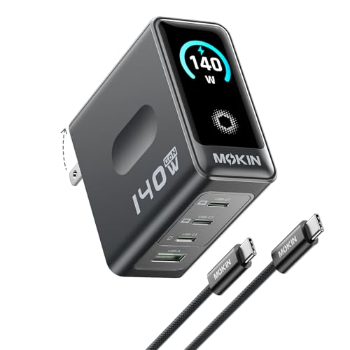 Laptop Charger, GaN 140W USB C Charger PD3.1 PPS 4-Port Multi-Device Fast Charging, USB C Power...