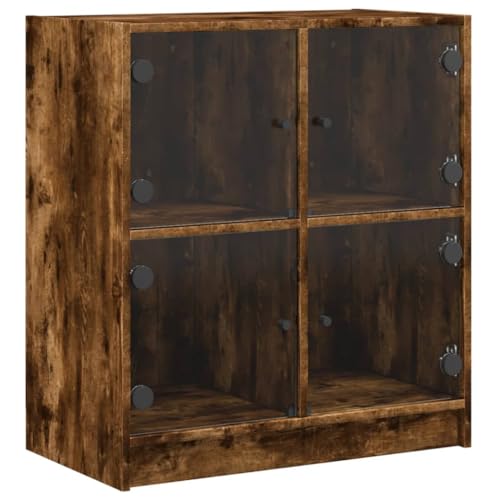 vidaXL Armario Auxiliar con Puertas de Vidrio, Aparador de Almacenamiento, Mueble de Buffet, Organizador para Salón Pasillo Hogar, Roble Sonoma