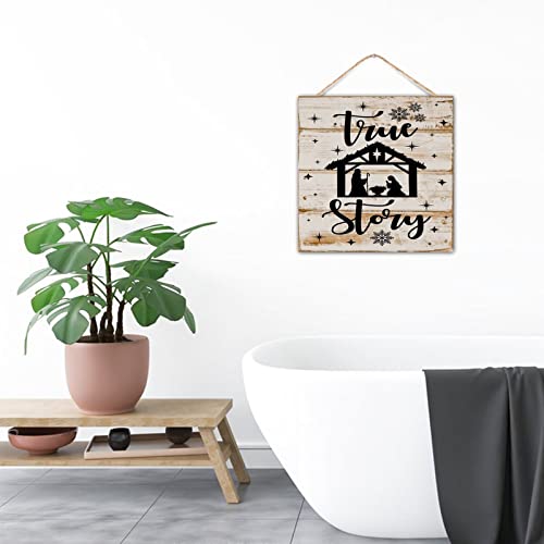 Décoration extérieur maison plaque bois peinte crèche Noël - 8