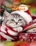 cute christmas cat sketchbook: adorable cute christmas cat with santa hat sketch book, unlined notebook 8.5 x 11, 120 pages.