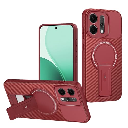 Jiajihua Case Compatible with Oppo Reno14 Pro Camera Protection Magnetic Kickstand Bracket 2 in 1【TPU+PC】 Drop Shockproof Red