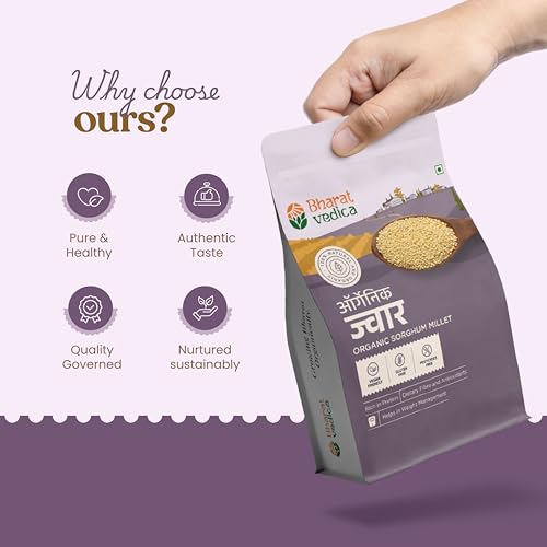 Image of Bharat Vedica Organic Jowar (Sorghum) Millet 1kg | 100% Natural & Vegan | Gluten & Pesticides Free | Rich In Protein & Dietary Fibre