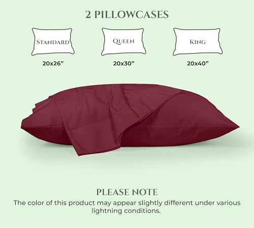 Image of Royale Linens 100% Cotton Pillow Cases King Size Set of 2 - Percale Pillowcase - Red Pillow Cases Super Soft Cooling & Breathable Hotel Cotton Pillowcases, Fits King Pillows (20 inchx40 inch, Red)