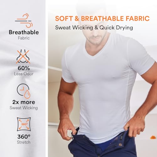 Sweat-Wicking High V Neck Undershirts for Men - Premium Mens Undershirts, Soft, Breathable, Stays Tucked3