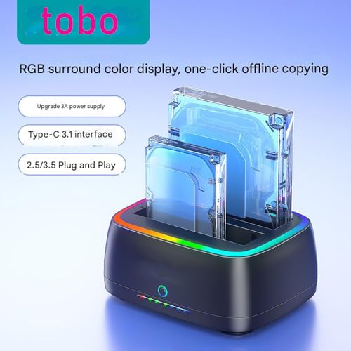 Image of Tobo Dual-Bay Hard Drive Station USB3.0 5Gbps SATA HDD Docking Station for 2.5 /3.5 inch HDD /SSD Enclosure Clone Offline Enclosure HDD Reader Enclosure Adapter HDD External Supports up to 22TB TD-YPZ230R